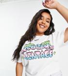 Reclaimed Vintage Inspired Plus T Shirt With Cartoon Logo Print In White