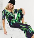 Reclaimed Vintage Inspired Jumpsuit In Tie Dye-green