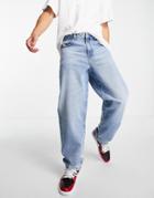 Asos Design Organic Cotton Blend Baggy Jeans In 90s Light Wash Blue-blues