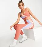 South Beach Stripe Panel Recycled Polyester Leggings In Rose-multi