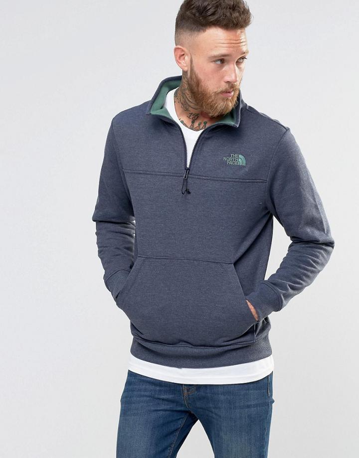 The North Face Sweatshirt With 1/4 Zip In Navy - Navy