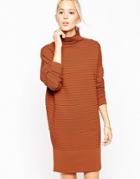 Asos White Rib Ovoid Sweater Dress - Burnt Ginger