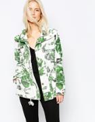 Ganni Huntington Canvas Green Floral Print Jacket - Juniper Flower