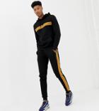 Asos Design Tall Tracksuit Hoodie/ Skinny Joggers With Color Blocking And Side Stripe - Gray