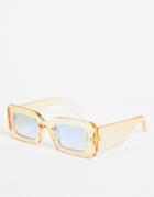 Asos Design Recycled Oversized Fashion Glasses With Blue Gradient Lens In Clear Orange