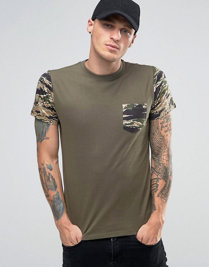 Diesel T-diego-pkt T-shirt Camo Pocket & Sleeves - Green