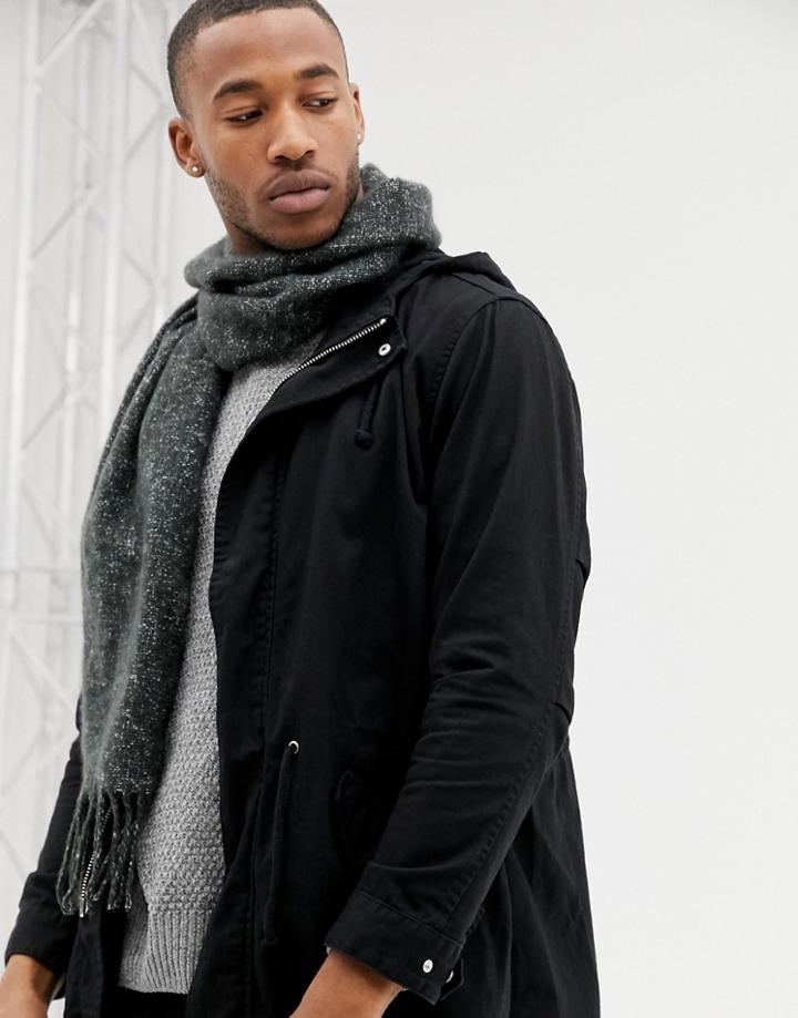 Asos Desgin Scarf In Black Twist Texture - Black