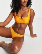 Accessorize Eyelet Detail Crop Bikini Top In Orange