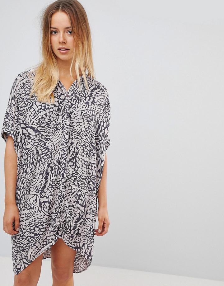 Vero Moda Printed Oversize Shirt Dress - Pink