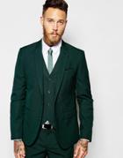 Asos Slim Fit Suit Jacket In Dark Green - Green