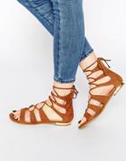 Truffle Collection Gladiator Flat Sandals - Tan Suede