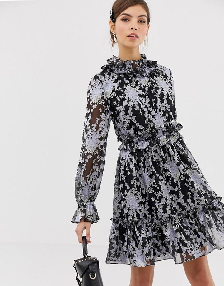 Ted Baker Florae Ruffle Skater Dress-black