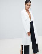 Missguided Trench Coat In White - White