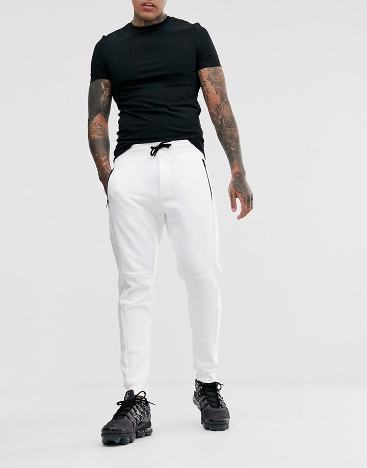Bershka Jersey Waffle Sweatpants In White - White
