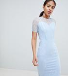 John Zack Tall Pencil Lace Midi Dress - Blue