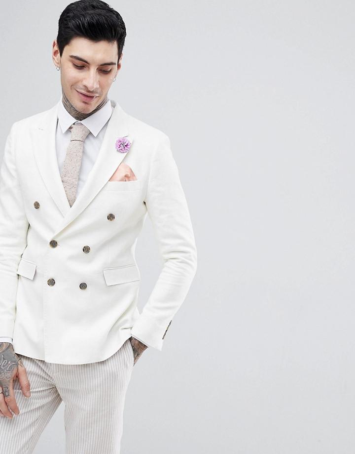Gianni Feraud Double Breasted Long Blazer - White
