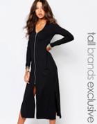 Y.a.s Tall Zip Front Midi Dress - Black