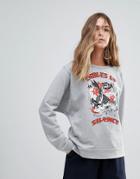 Just Female Eagles Of Silence Print Sweater - Gray