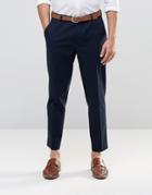 Asos Straight Cropped Cotton Pants - Navy