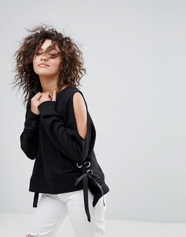 Lasula Black Sweat Ribbon Tie Up - Black