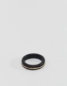 Icon Brand Matte Black & Burnished Gold Band Ring - Black