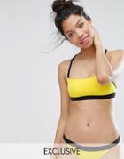 Monki Crop Top Cross Back Bikini Top - Black