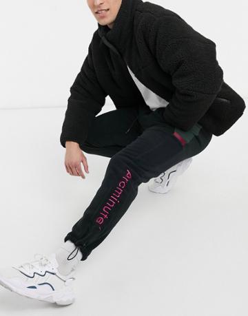 Arcminute Polar Fleece Sweatpants With Cut And Sew In Black