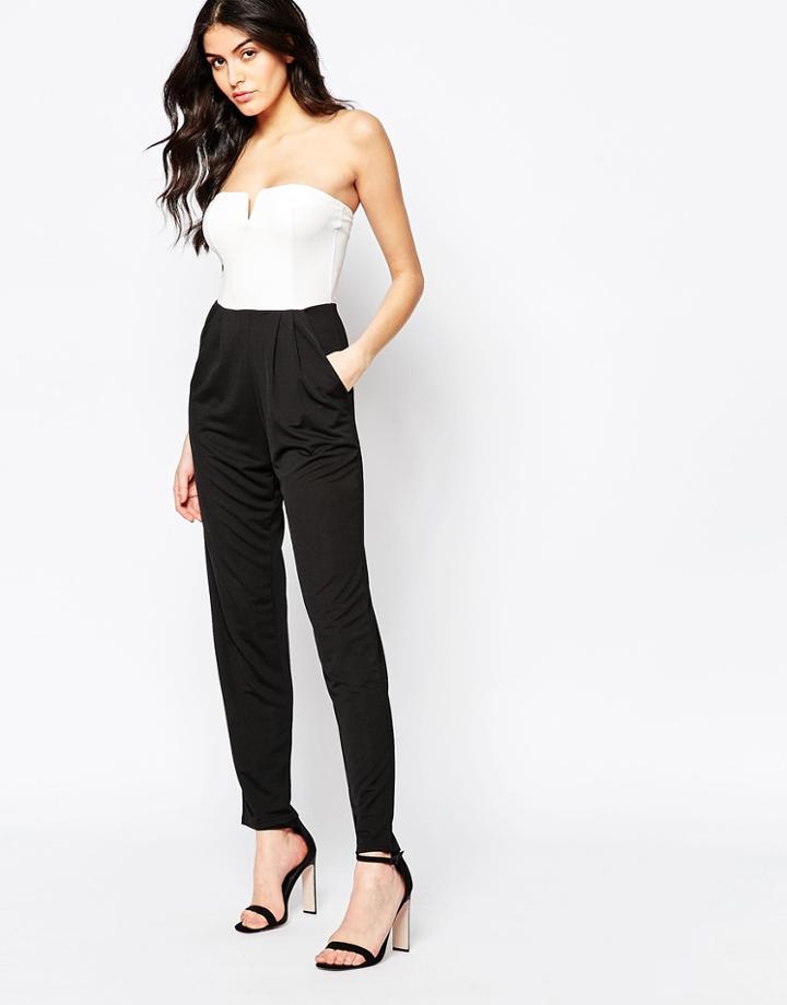 Twin Sister Bandeau Jumpsuit In Mono Contrast