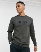 Boss Bodywear Logo Sweatshirt In Khaki-green