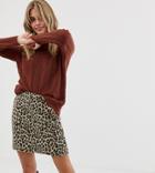 Miss Selfridge Sweater With Frill Neck In Rust-brown