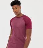 Asos Design Tall T-shirt With Contrast Raglan In Purple - Purple