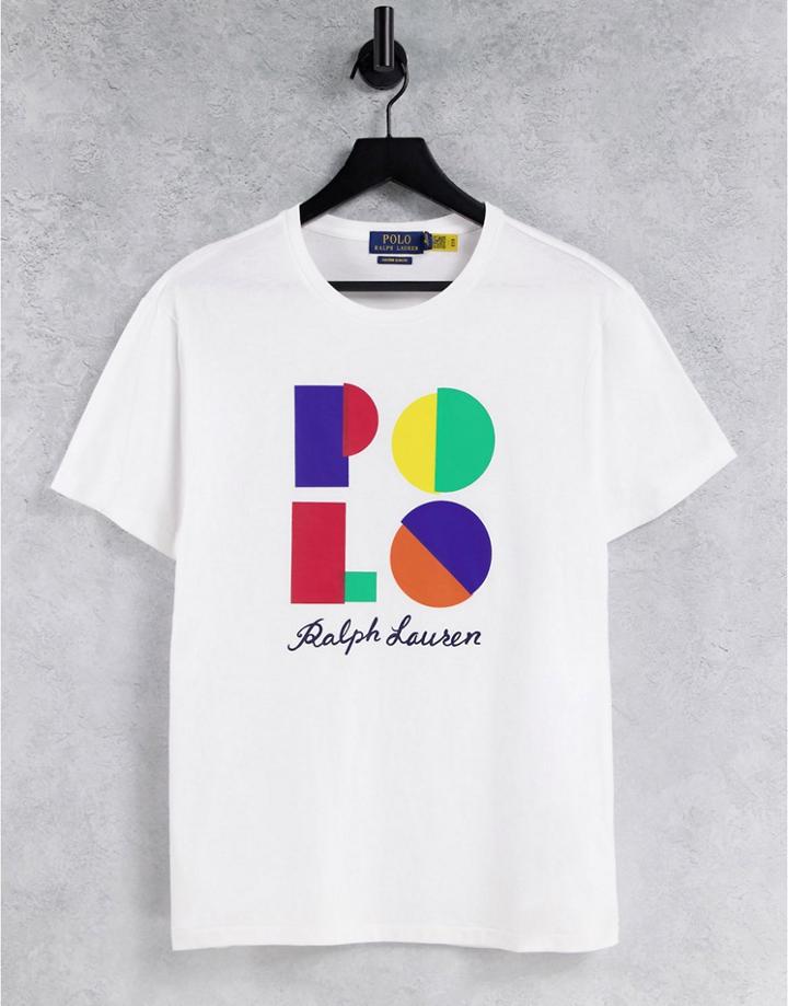 Polo Ralph Lauren Large Rainbow Logo T-shirt In White