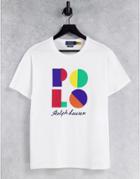 Polo Ralph Lauren Large Rainbow Logo T-shirt In White