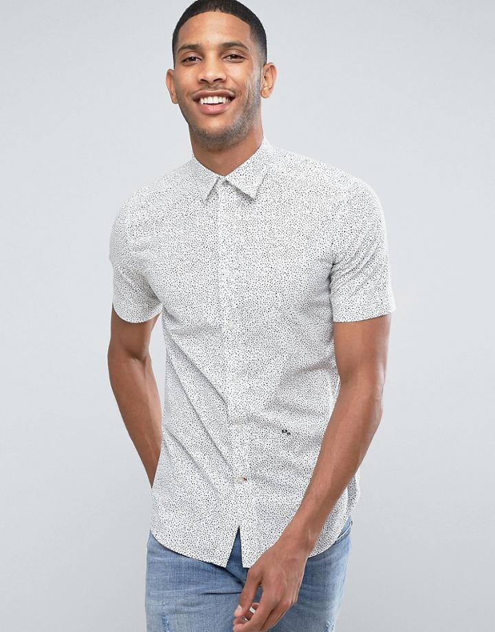 Diesel S-dove Stars Print Shirt Short Sleeve - White