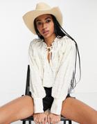 Free People Hailey Cropped Boho Blouse In Ivory-white