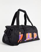 Asos Design Gym Carryall Bag In Black With Print - 27.5 Liters
