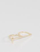 Asos Double Finger Ring In Gold - Gold