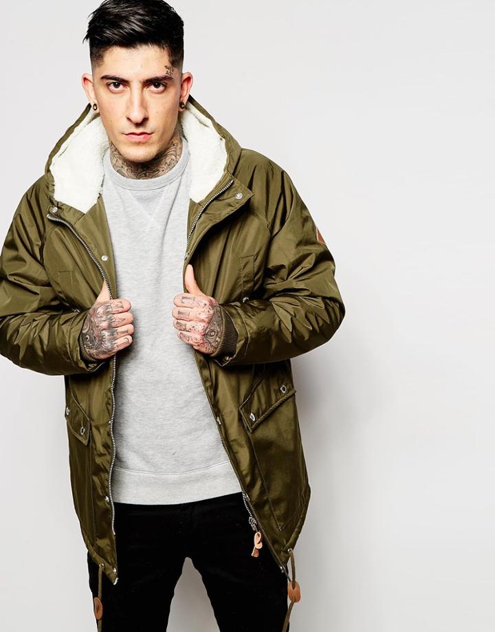 Fat Moose Patrol Parka With Faux Sherpa Lining - Army