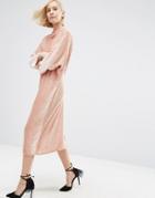 Asos White Cowl Back Sequin Dress - Pink