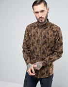Asos Regular Fit Tree Bark Camo Shirt In Brown - Brown