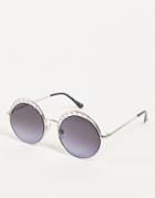 Jeepers Peepers Round Lens Sunglasses With Frame Detail-silver