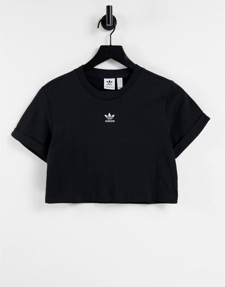 Adidas Originals Essentials Cropped T-shirt In Black