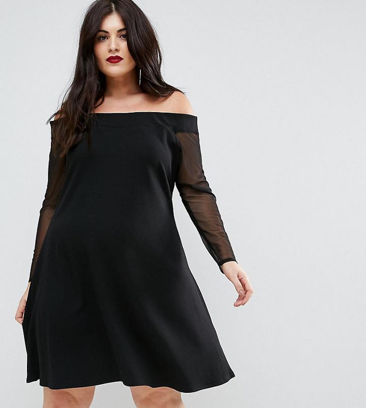 Pink Clove Bardot Mini Dress With Choker Strap Detail - Black