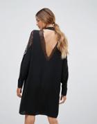 Y.a.s Citru Open Lace Back Shift Dress - Black