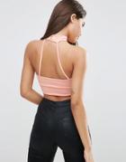 Asos Crop Bandeau With Choker Detail - Nude