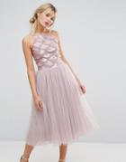 Little Mistress Tulle Dress With Sequin Upper - Pink