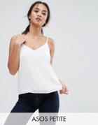 Asos Petite Woven Cami Top With Double Layer - White