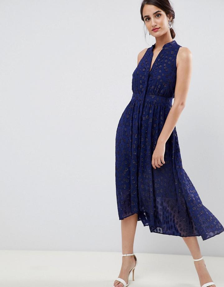 Coast Burnout Midi Dress - Navy