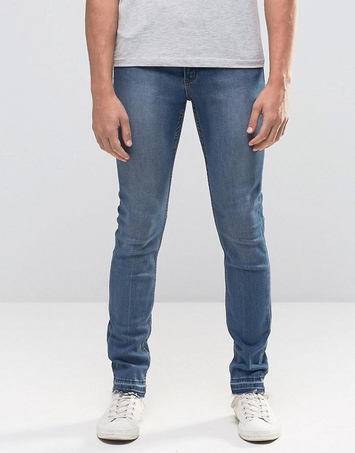 Cheap Monday Tight Skinny Jeans Utopia Opened Hem - Blue