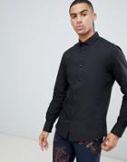 Twisted Tailor Shirt In Black With Cutaway Collar - Black